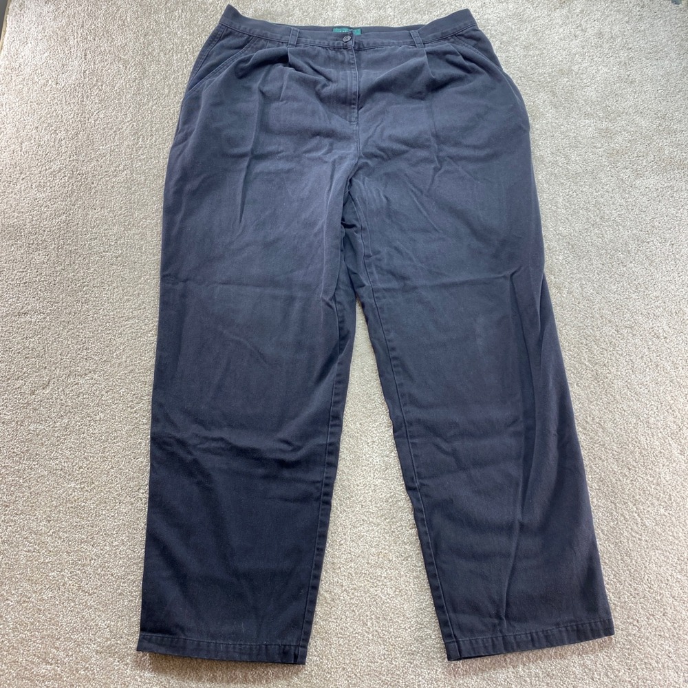 Lauren Ralph Lauren Pleated Trousers Womens 16W Navy Blue Cotton Straight Leg